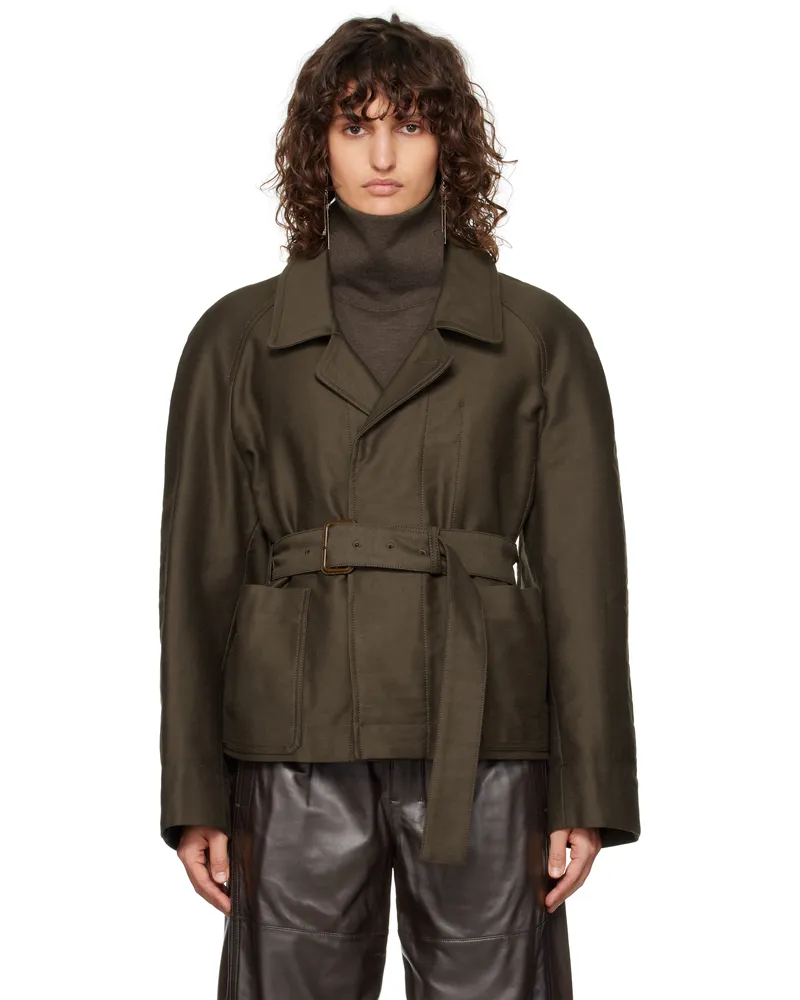 Christophe Lemaire Brown Belted Two Pocket Jacket Br449