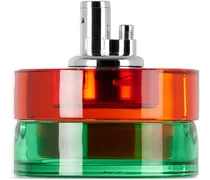 Orange & Green Glass Ashtray Tabletop Lighter