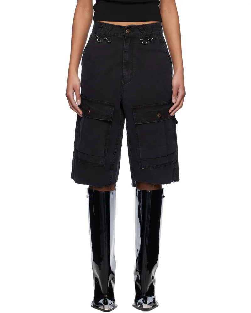 WE 11 DONE Black Military Vintage Shorts Black