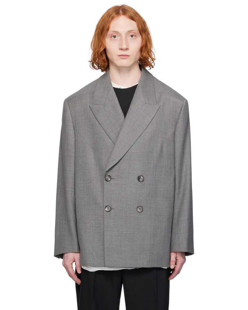 Entire Studios Gray Double Breasted Blazer Ash