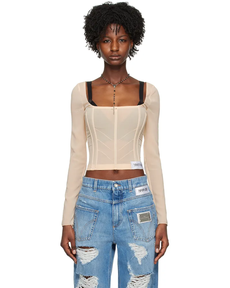Dolce & Gabbana Beige Kim Kardashian Edition Boning Top F0050