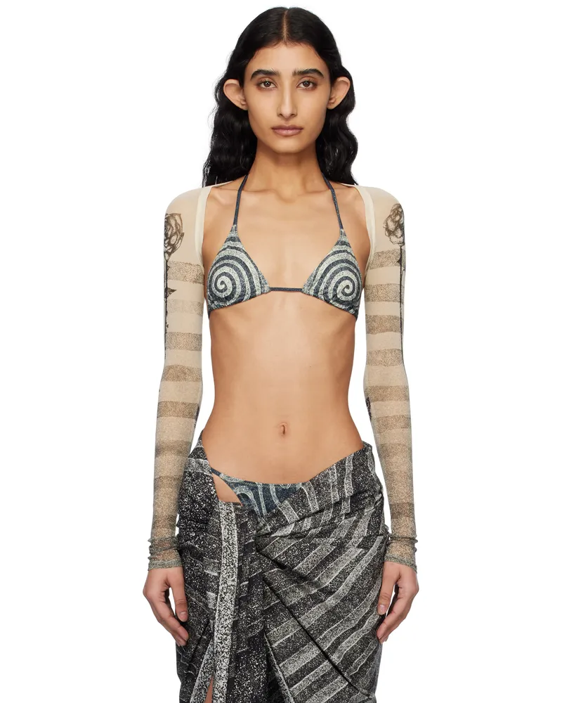 Jean Paul Gaultier Beige 'The Tattoo Marinière' Cardigan 030030-ecru
