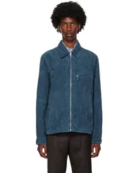 Paul Smith Navy Zip Leather Jacket Greys