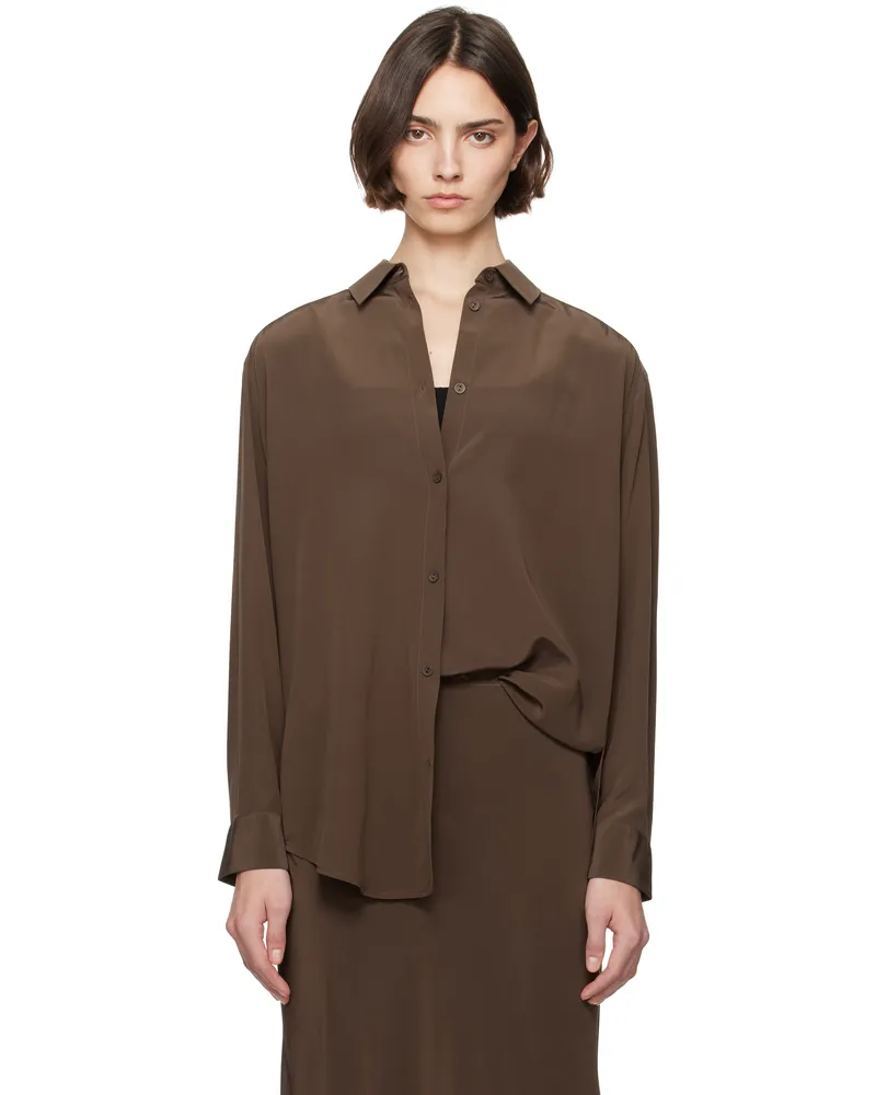 Matteau Brown Long Sleeve Silk Shirt Truffle