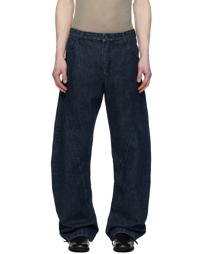 JiyongKim Blue Curved Jeans Indigo