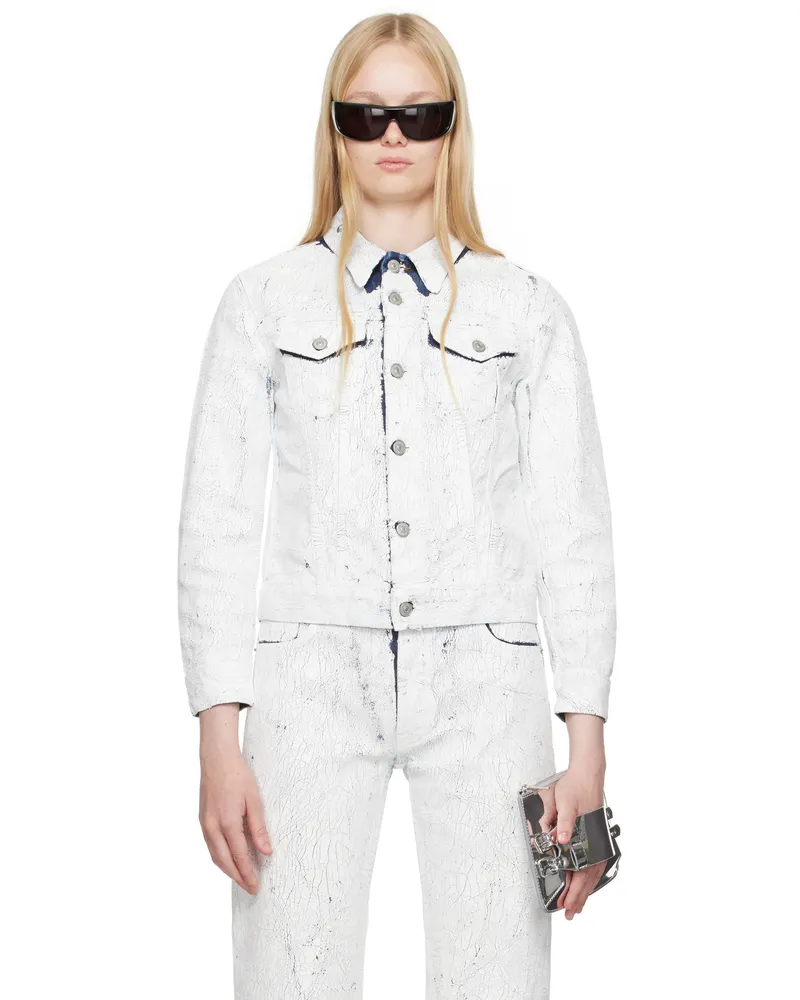 Maison Margiela White & Navy Sportsjacket Denim Jacket 961
