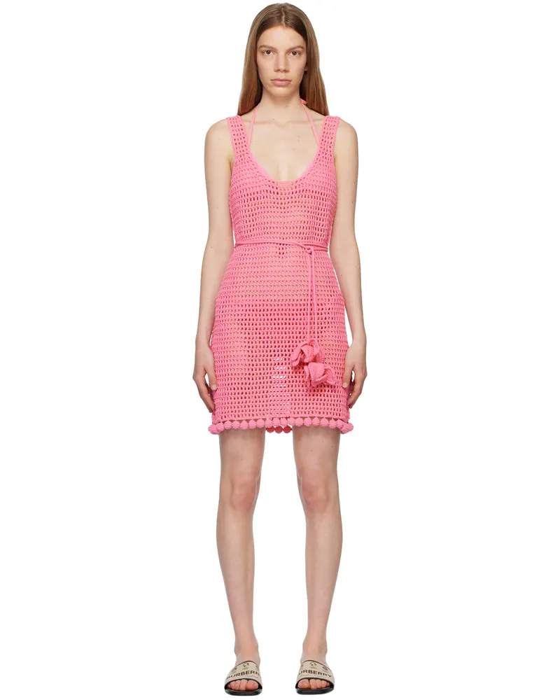 Burberry Pink Scoop Neck Minidress Bubblegum
