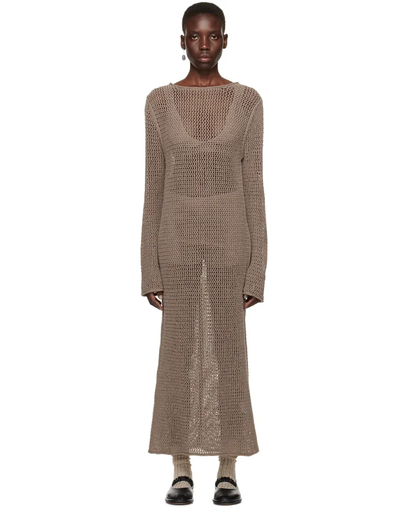 Lauren Manoogian Brown Net Maxi Dress W03