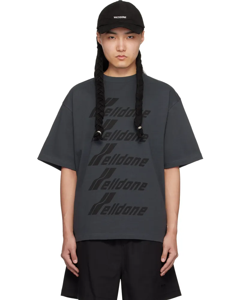 WE 11 DONE Gray Front Logo T-shirt Charcoal