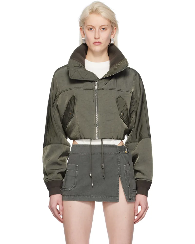 Dion Lee Khaki Crop Bomber Jacket Mercury