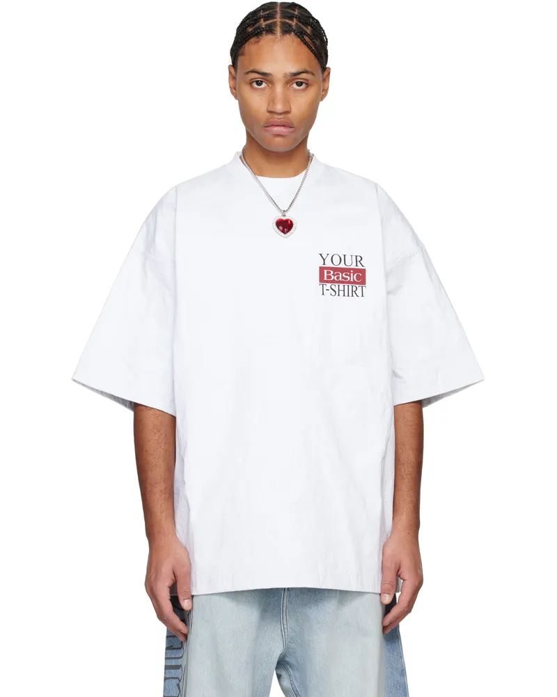 VETEMENTS White Metalized Wrinkled 'Your Basic' T-shirt White