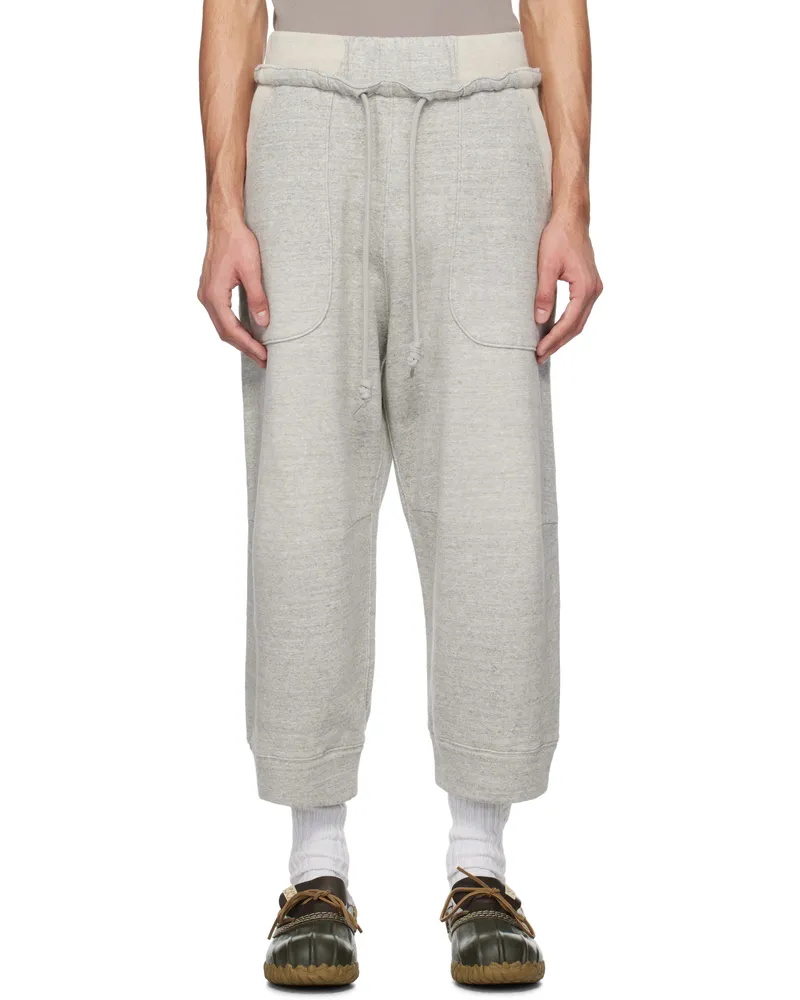 R13 Gray Deconstructed Cropped Sweatpants Heather