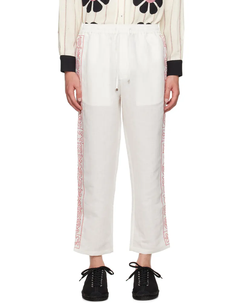 HARAGO Off-White Embroidered Trousers Off-white