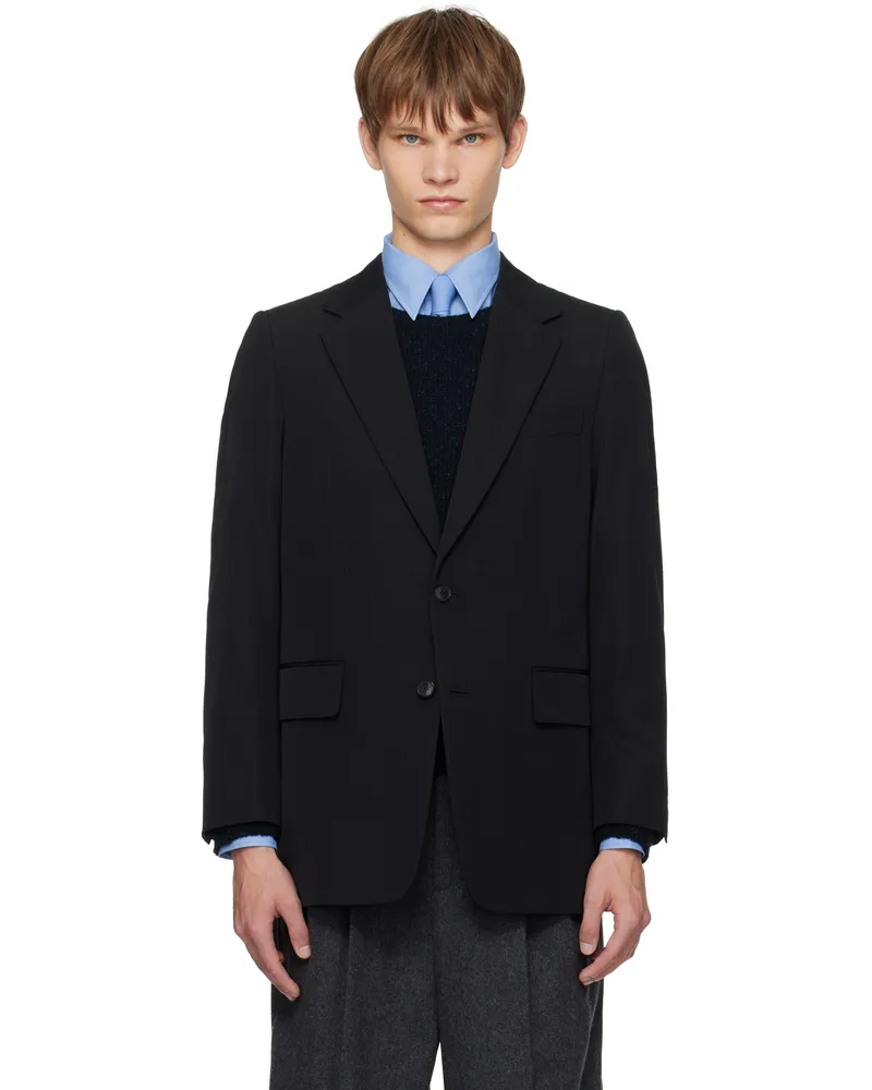 AURALEE Black Light Wool Max Gabardine Blazer Top