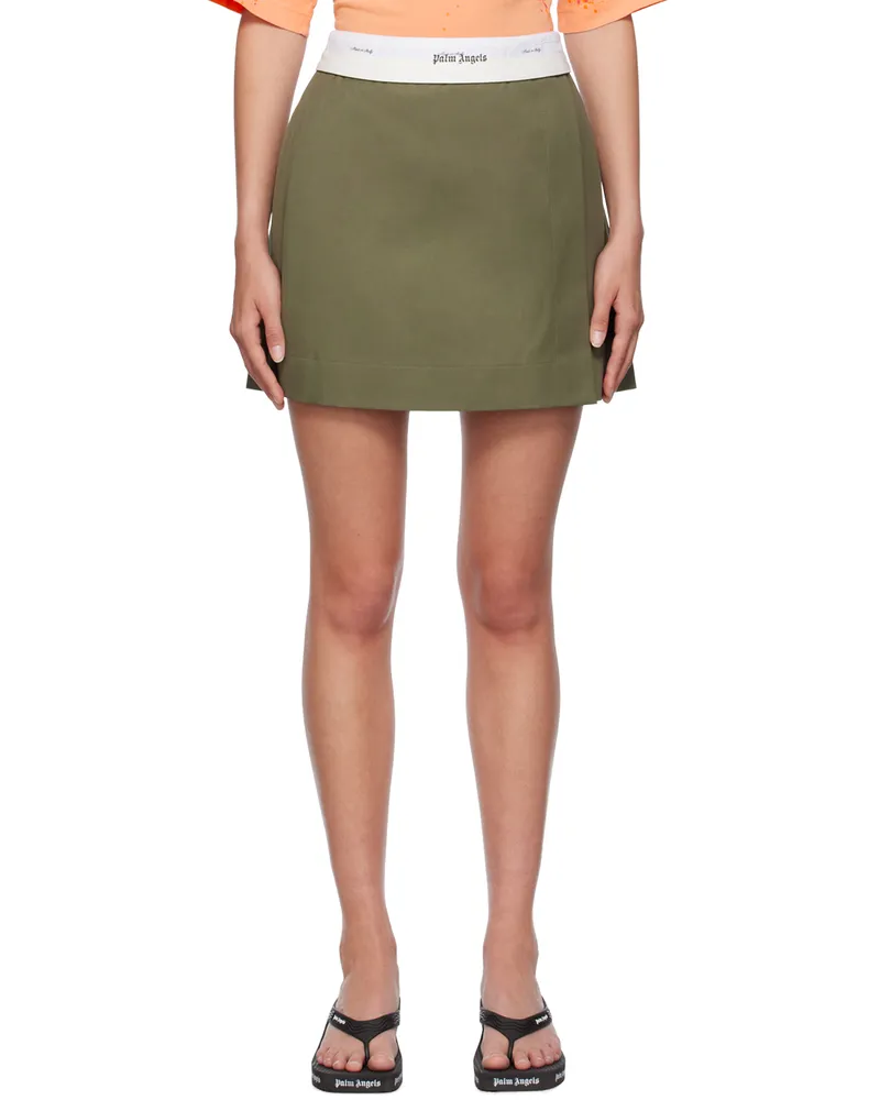Palm Angels Khaki Reversed Waistband Miniskirt Military