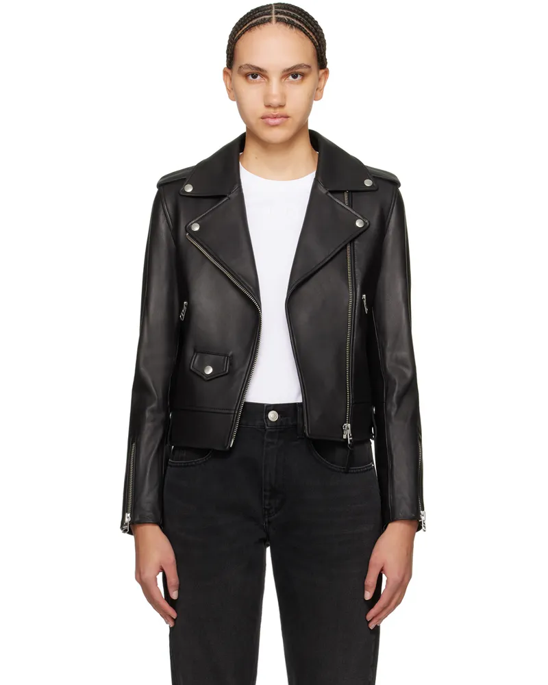 Mackage Black Baya Leather Biker Jacket Black