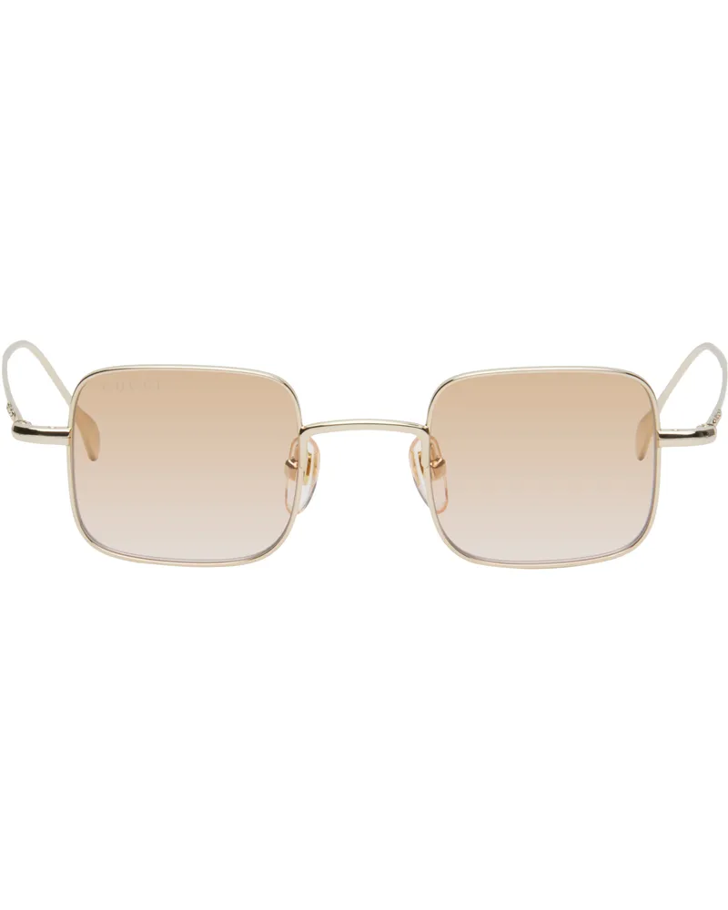 Gucci Gold Light Banana Squared Metal Sunglasses 004