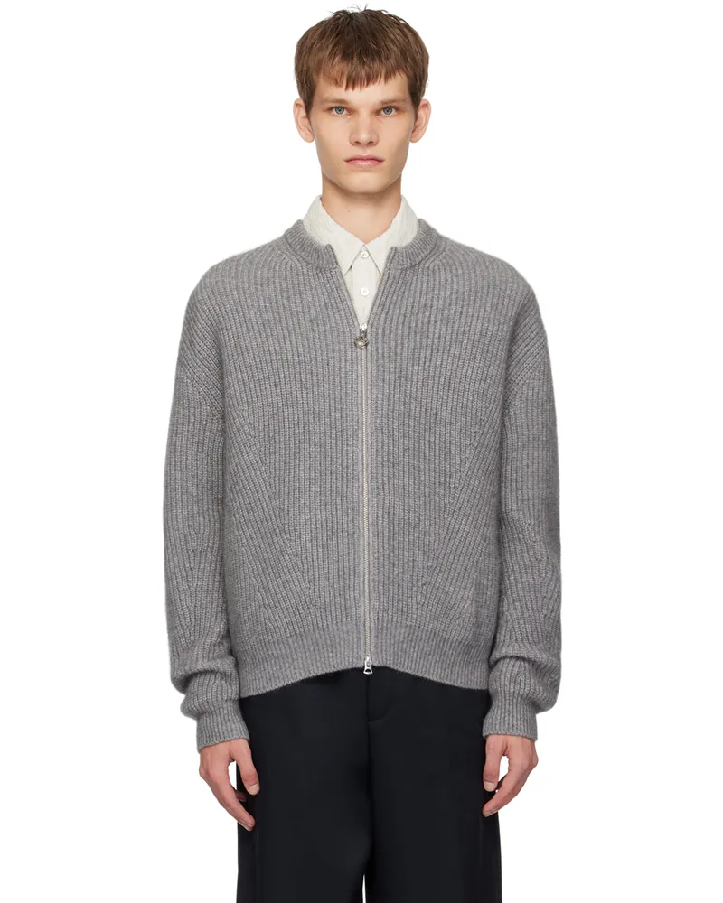 SOLID HOMME Gray Zip-Up Sweater 634g