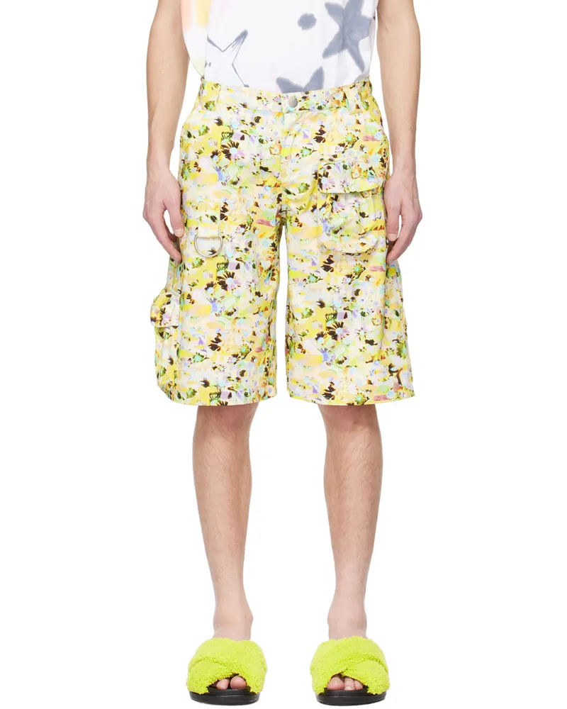 Collina Strada SSENSE Exclusive Yellow Puzzle Flower Shorts Puzzle