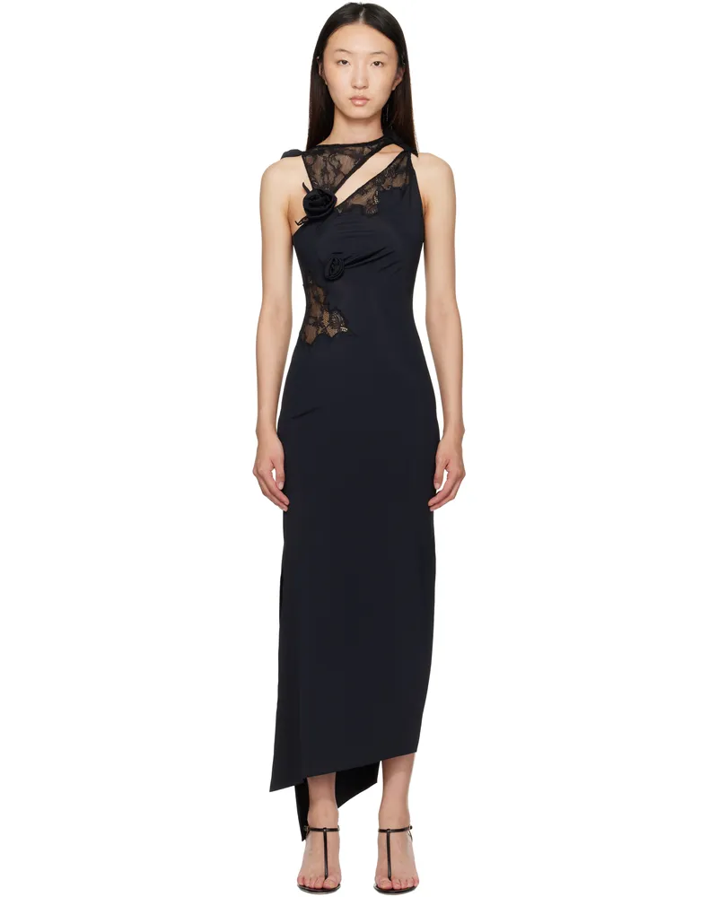 COPERNI Black Lace Flower Midi Dress Black