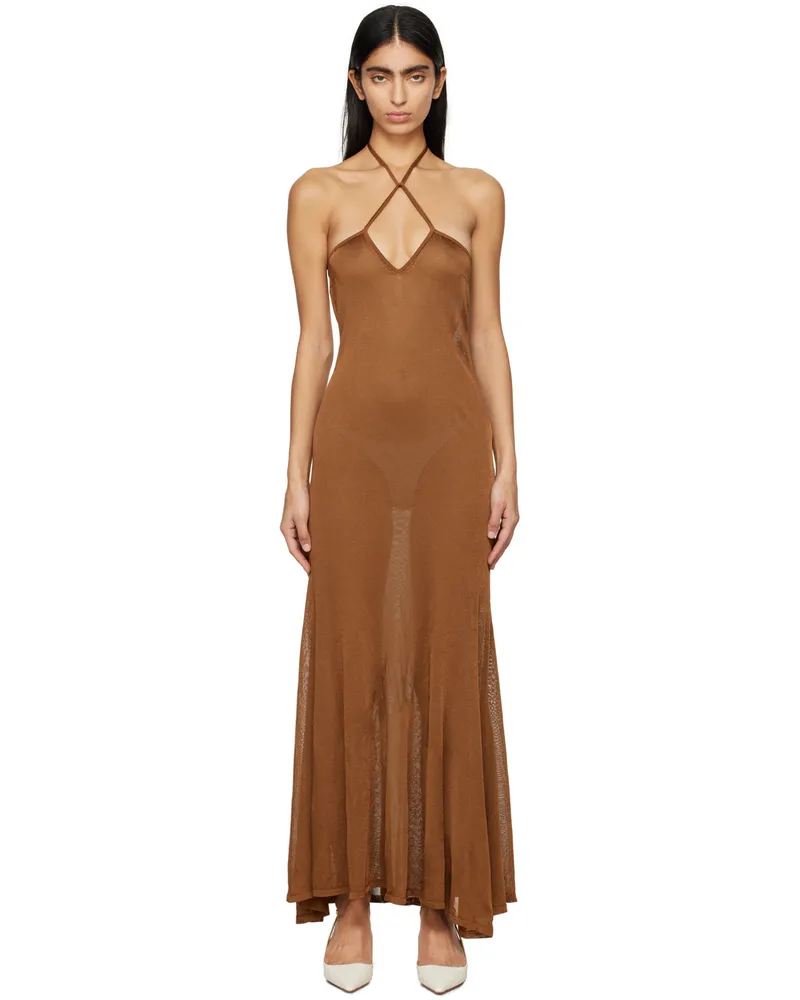 Tom Ford Brown Slinky Maxi Dress Kb400