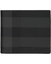 Burberry Black & Gray Check Bifold Wallet Charcoal