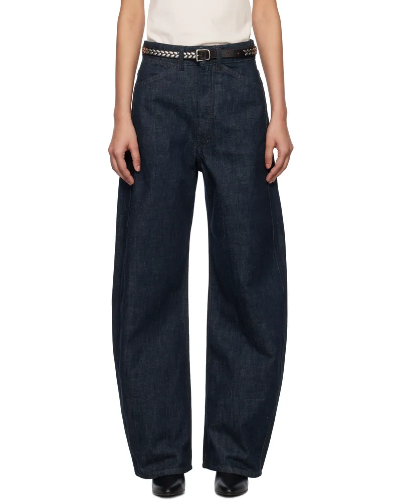 Christophe Lemaire Blue High Waisted Curved Jeans Bl760