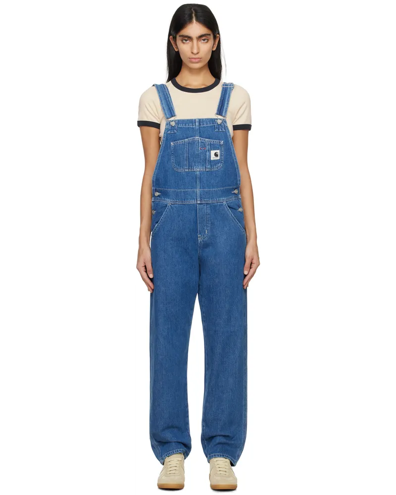 Carhartt WIP Navy Bib Denim Overalls Blue