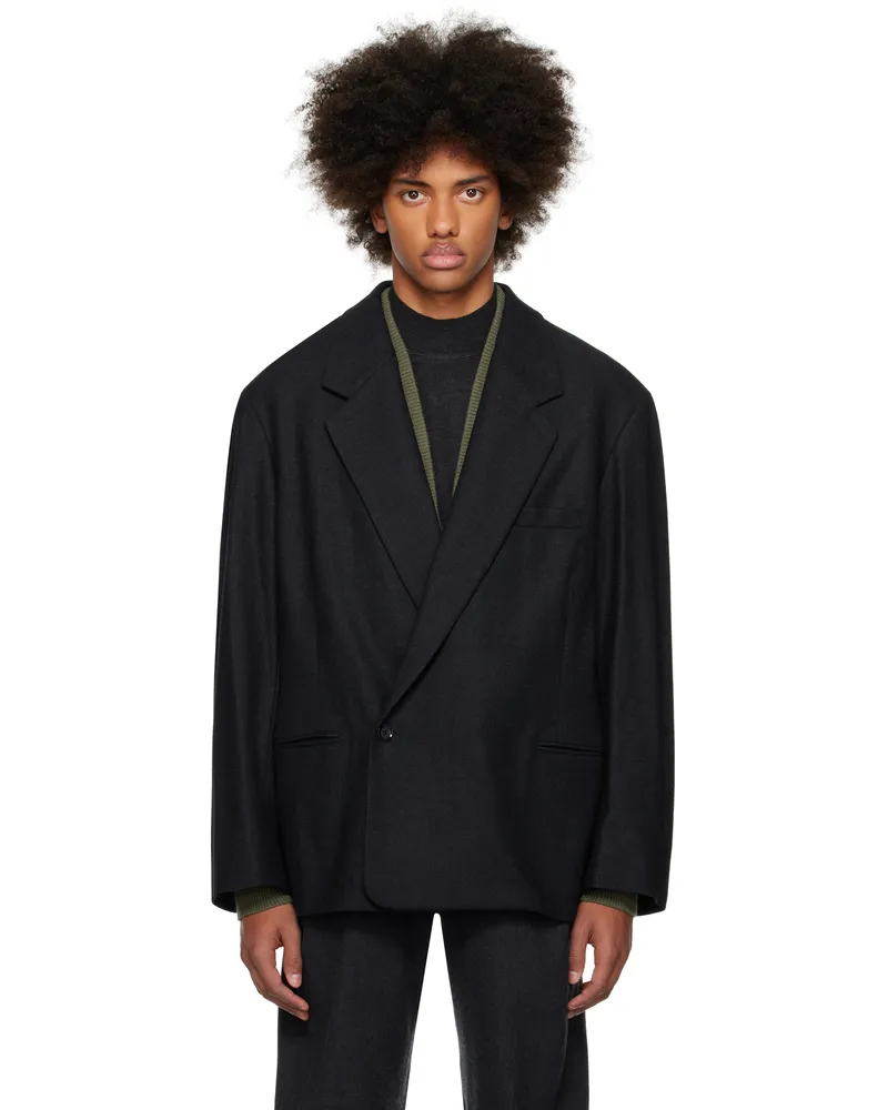 Christophe Lemaire Black Maxi Double Breasted Blazer Mu190