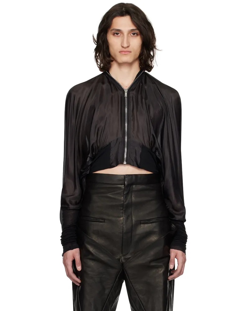 Rick Owens Black Bubble Batwing Flight Bomber Jacket 09