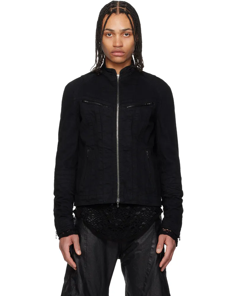 Julius Black Seamed Denim Jacket Black