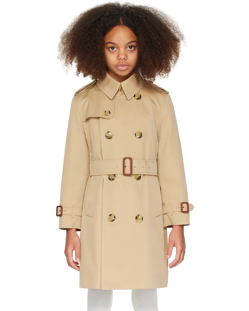 Burberry Kids Beige Belted Trench Coat Honey
