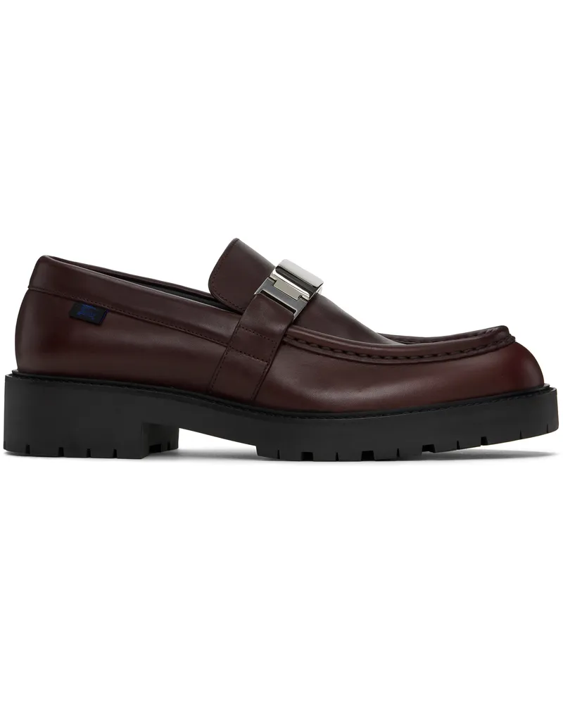 Burberry Burgundy Leather Raft Loafers Beet