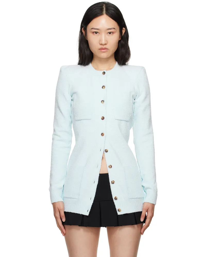 WARDROBE.NYC Blue Padded Shoulder Cardigan Ice