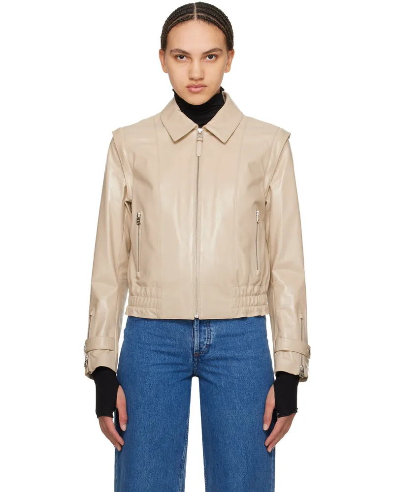Mackage Beige Amoree Leather Jacket Trench