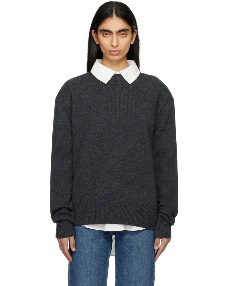 FRANKIE Shop Gray Rafaela Padded Knit Sweater Dark