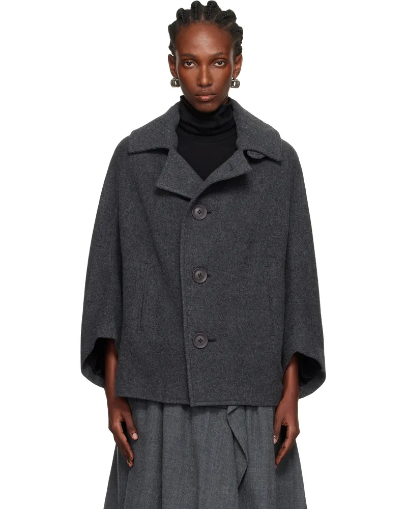 Yohji Yamamoto Gray U-Irregular Short Sleeve Coat 2
