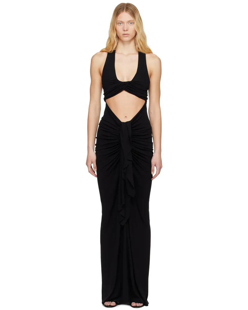 Christopher Esber Black Vivenda Drape Front Maxi Dress Black