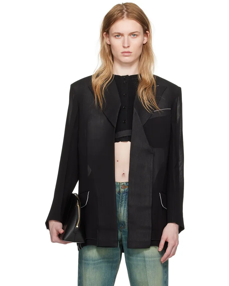 Victoria Beckham Black Fold Detail Blazer Black