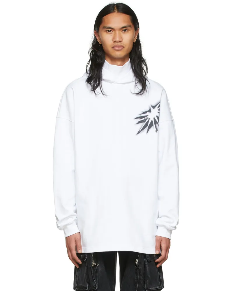 WE 11 DONE White Cotton Hoodie White