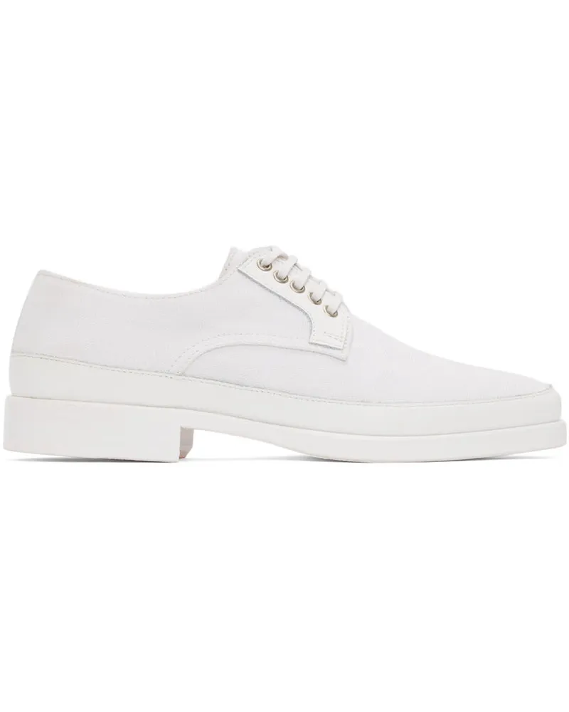 Christophe Lemaire White Canvas Derbys 000