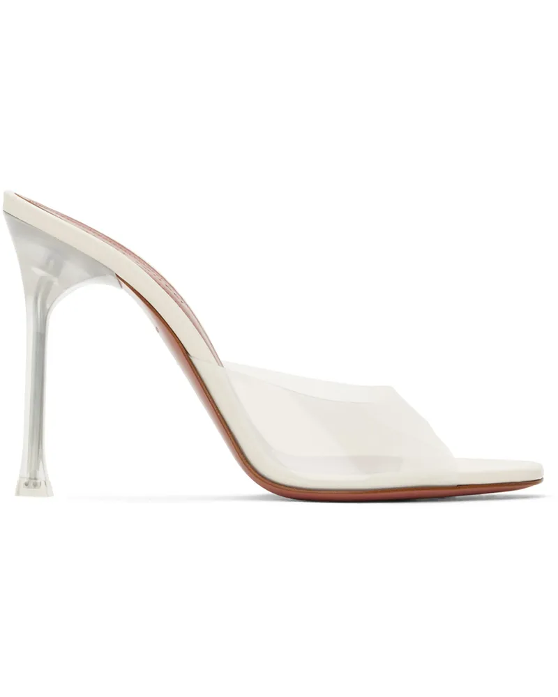 Amina Muaddi Off-White Alexa Glass Slipper 105 Heeled Sandals Almond