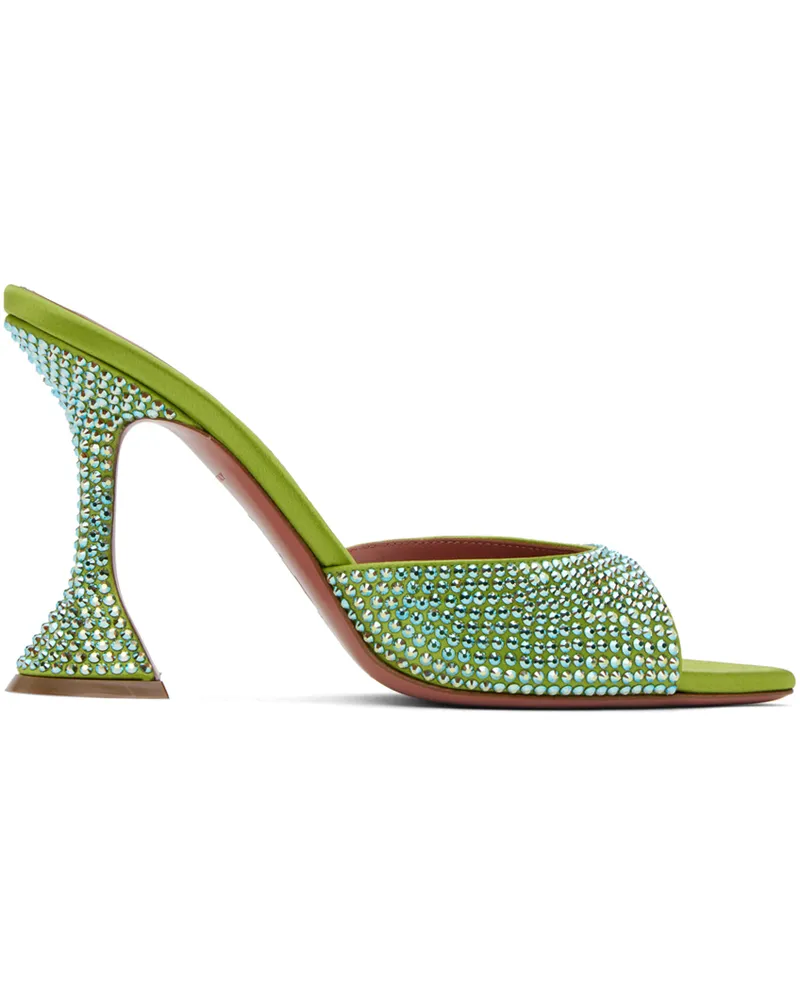 Amina Muaddi Green Caroline Crystal 95 Heeled Sandals Lime