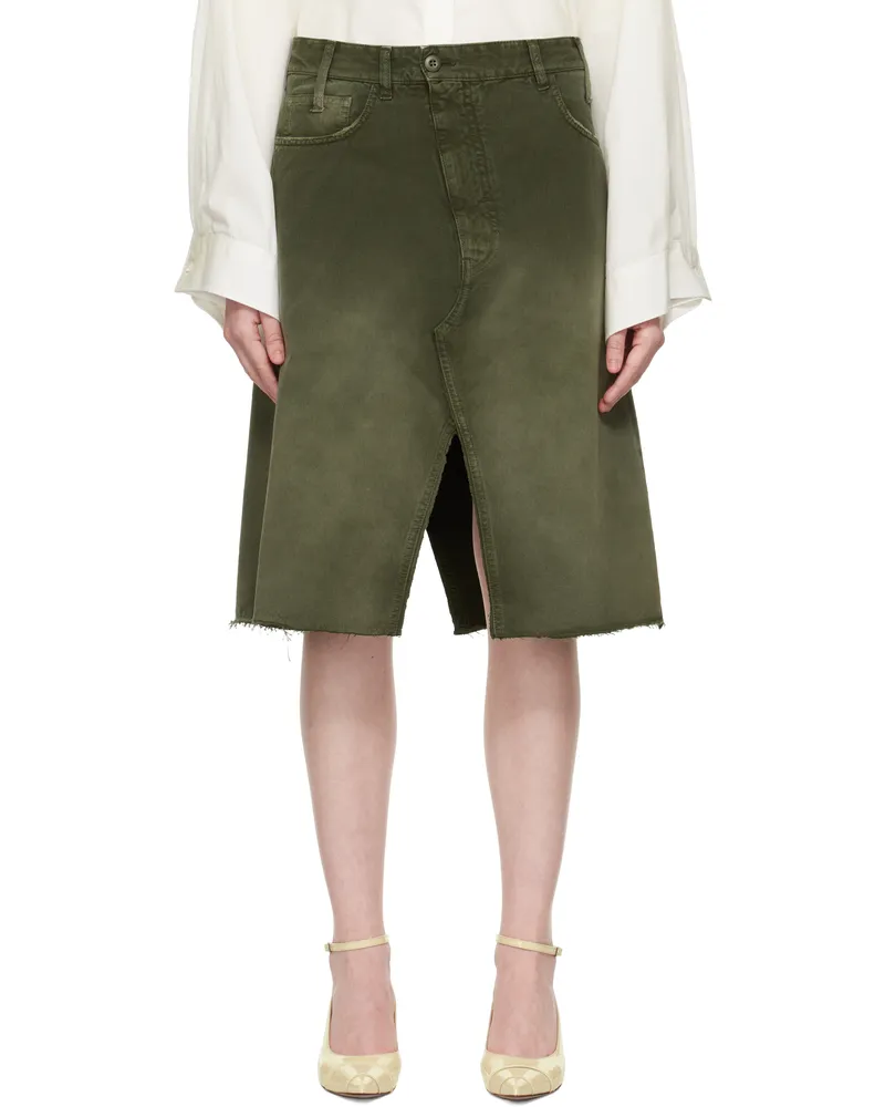 Maison Margiela Green Long Denim Midi Skirt 728
