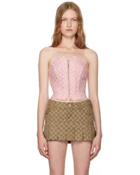 MISBHV Pink Monogram Corset Top Bubblegum