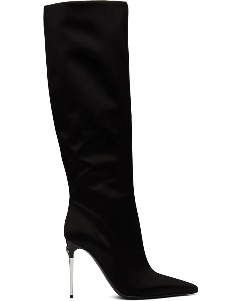 Dolce & Gabbana Black Satin Tall Boots 80999