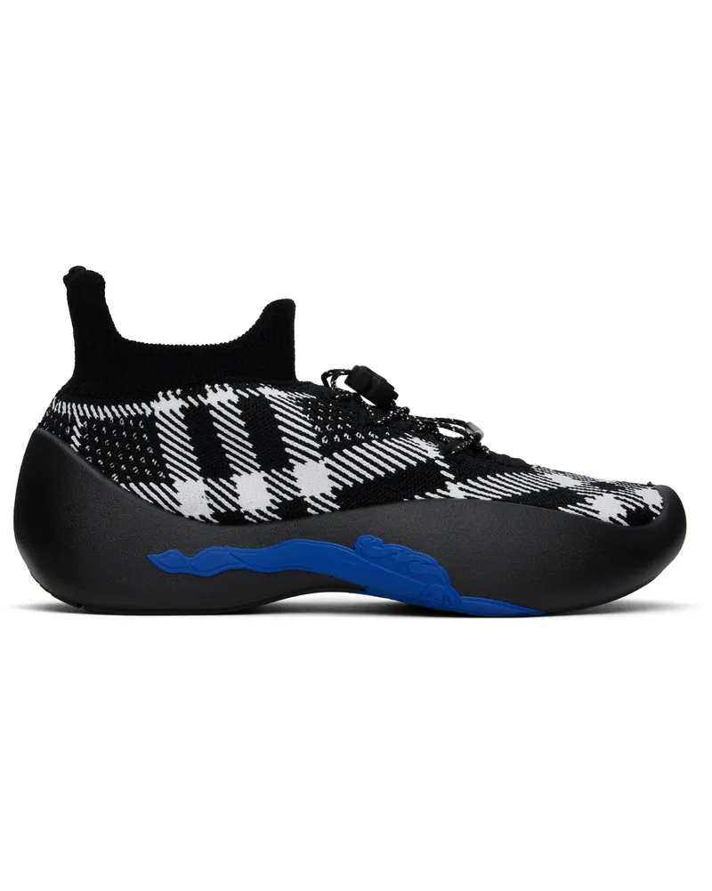 Burberry Black & White Check Knit Neptune Sneakers Eclipse