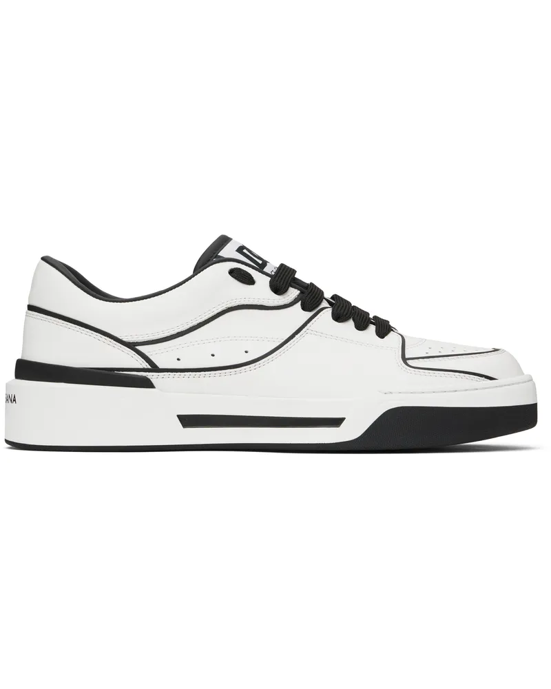 Dolce & Gabbana White & Black Calfskin New Roma Sneakers 89697