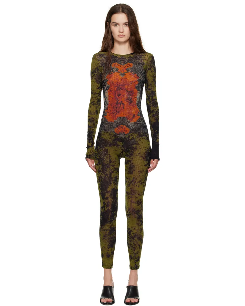 Jean Paul Gaultier Khaki & Orange 'The Médaillon' Jumpsuit 004115