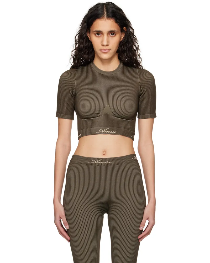 Amiri Brown Ribbed Top Brown